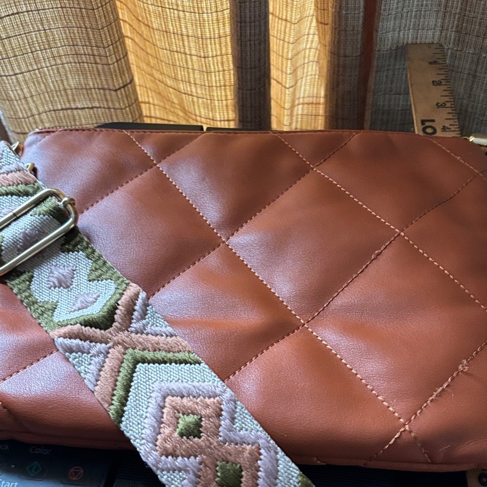 Threaded Pear  Tan Crossbody Bag